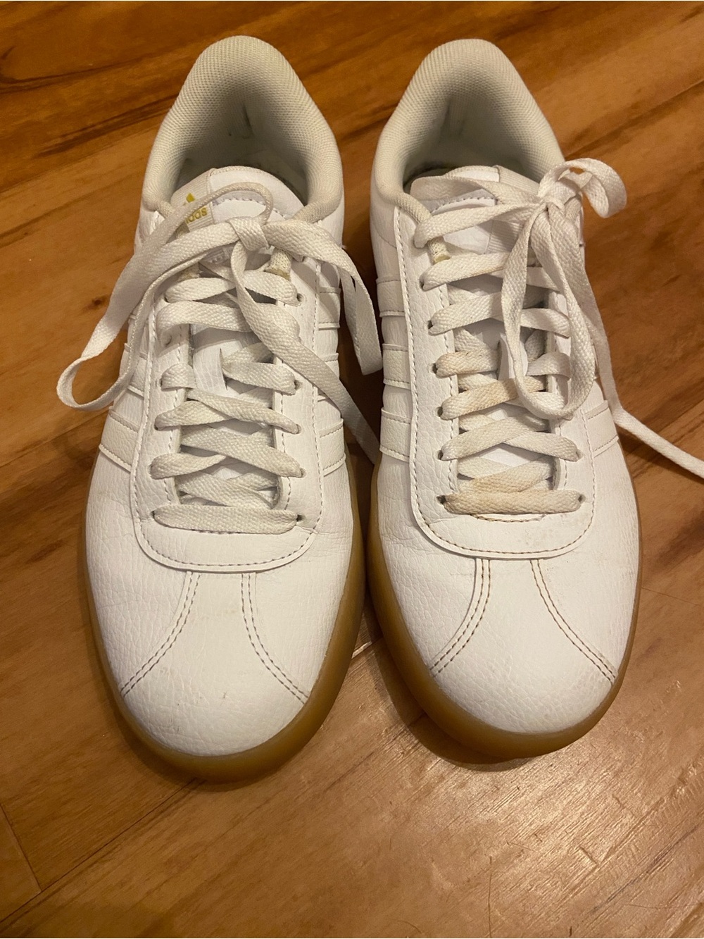 adidas White Leather Sneakers with Gum Outsole